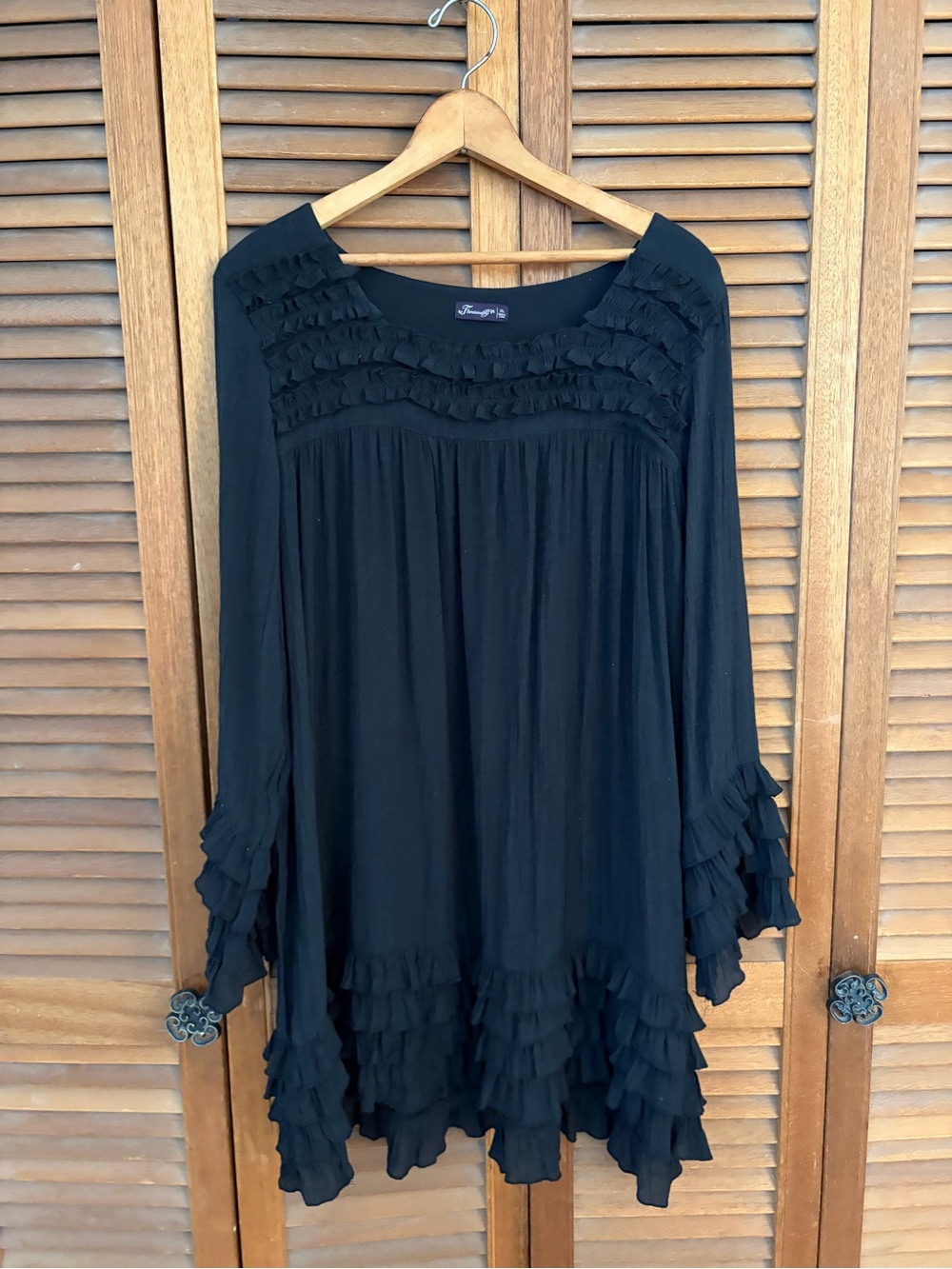 Black Ruffled Boho witchy goth tiered dress size XL women’s
